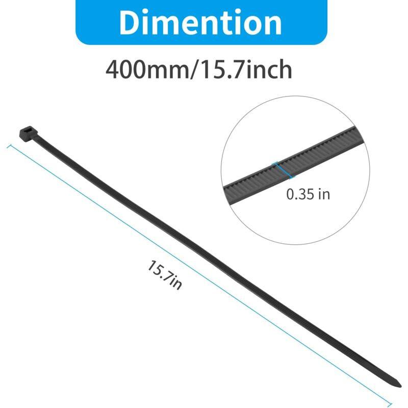 100 Pieces White Large Cable Ties, Extra Long 400Mm X 9Mm Cable Tie Nylon Uv Resistant, 80 Kgs Heavy Duty Cable Ties.