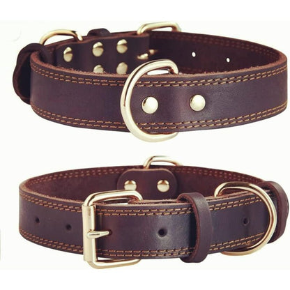 Premium Genuine Leather Dog Collar/Durable Real Leather Adjustable Collars For Male Female Small X-Small Medium Large