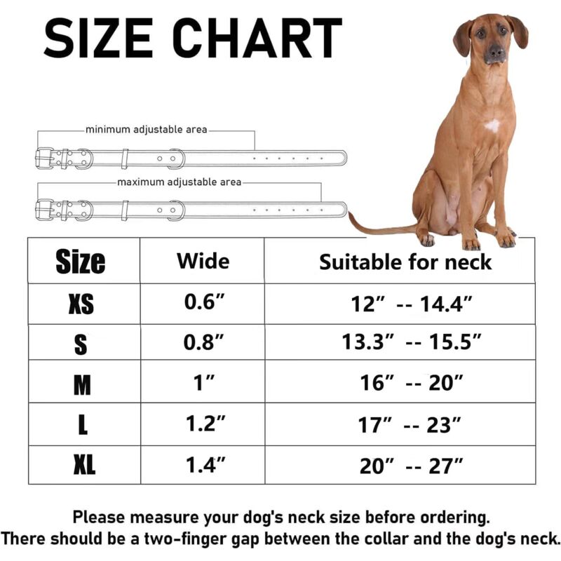 Premium Genuine Leather Dog Collar/Durable Real Leather Adjustable Collars For Male Female Small X-Small Medium Large