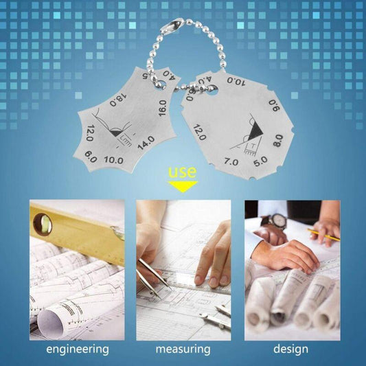Welding Gauge, Fillet Weld, T-Joint, Throat Depth, Leg Length, Two-Piece Gauge Ruler, Made Of High Quality Stainless.