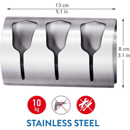 Adhesive Bathroom Towel Holder, Kitchen Towel Rack With 3 Brushed Stainless Steel Hooks, 10 Kg