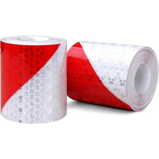 2 pcs Reflective Tape Safety Warning Reflective Sticker Film White Red, Fluorescent Safety Tape Sticker For Night.