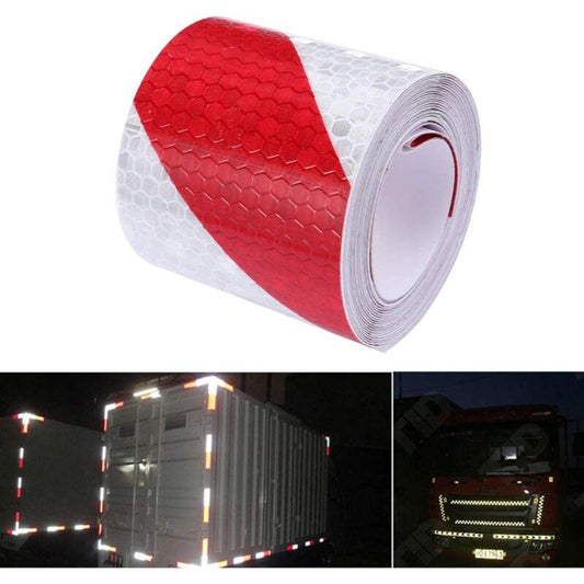 2 pcs Reflective Tape Safety Warning Reflective Sticker Film White Red, Fluorescent Safety Tape Sticker For Night.