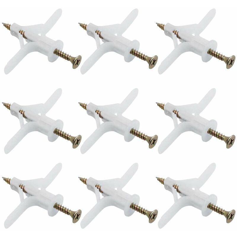 50 pcs Plasterboard Anchors Sets Plastic Expansion Pipe Aircraft Self Drilling Expansion Tube Anchors Used For Most.