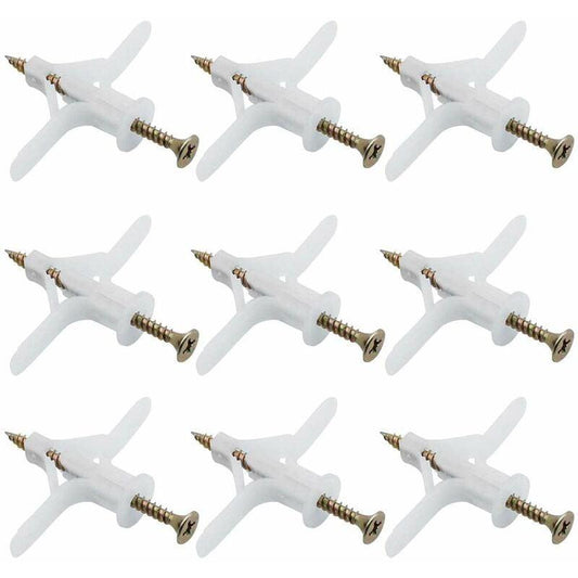 50 pcs Plasterboard Anchors Sets Plastic Expansion Pipe Aircraft Self Drilling Expansion Tube Anchors Used For Most.