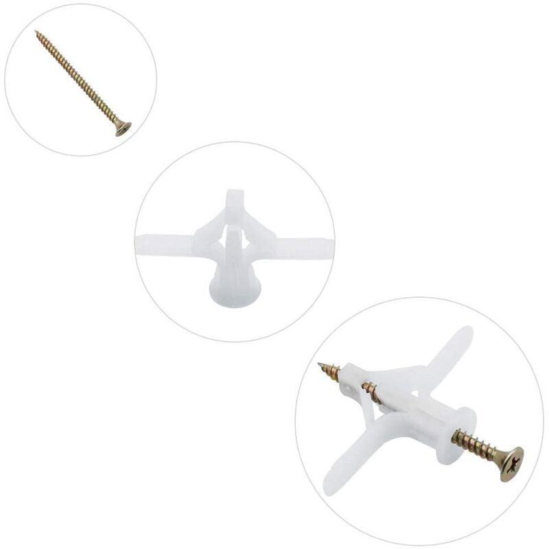 50 pcs Plasterboard Anchors Sets Plastic Expansion Pipe Aircraft Self Drilling Expansion Tube Anchors Used For Most.