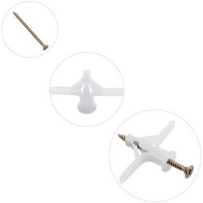 50 pcs Plasterboard Anchors Sets Plastic Expansion Pipe Aircraft Self Drilling Expansion Tube Anchors Used For Most.