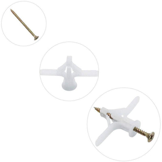 50 pcs Plasterboard Anchors Sets Plastic Expansion Pipe Aircraft Self Drilling Expansion Tube Anchors Used For Most.
