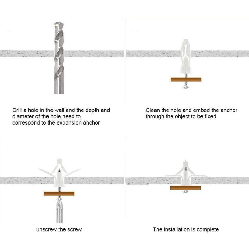 50 pcs Plasterboard Anchors Sets Plastic Expansion Pipe Aircraft Self Drilling Expansion Tube Anchors Used For Most.