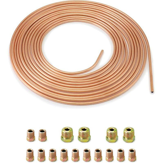 7.6M Brake Copper Hose, Brake Pipe Tube, Od 4.76Mm, Id 3.3Mm With 16 Nuts.