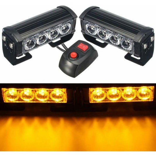 Strobe Lights, 2 pcs 8 LEDs Emergency Strobe Warning Lights Emergency Flashing Warning Lights 12V Universal For Car.