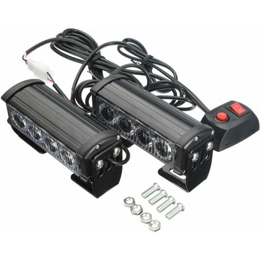 Strobe Lights, 2 pcs 8 LEDs Emergency Strobe Warning Lights Emergency Flashing Warning Lights 12V Universal For Car.