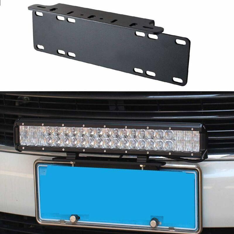 Universal Black Alloy License Plate Holder Front Bumper LED Bar And Work Lights License Plate Mounting Bracket For 4X4.