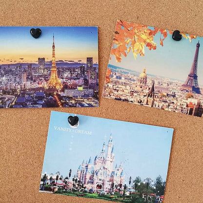 100 pcs Black Heart Shape Push Pins With Steel Point For Pictures And Walls