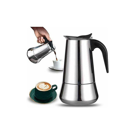 12-Cup Italian Coffee Maker In Stainless Steel, Suitable For All Types Of Hobs, 12 Cups.