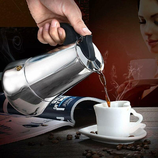 12-Cup Italian Coffee Maker In Stainless Steel, Suitable For All Types Of Hobs, 12 Cups.