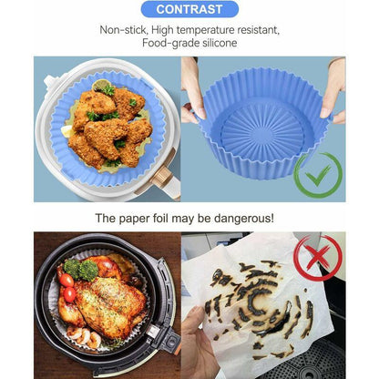2 pcs Silicone Basket Air Fryer Accessories, Reusable Silicone Basket 16X14Cm For Airfryer, Microwave, Cake Pan,.