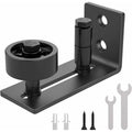 Heavy Duty Sliding Barn Door Track, 8 In 1 Black Carbon Steel Stop, Flush Bottom Design, Floor And Door Panels,