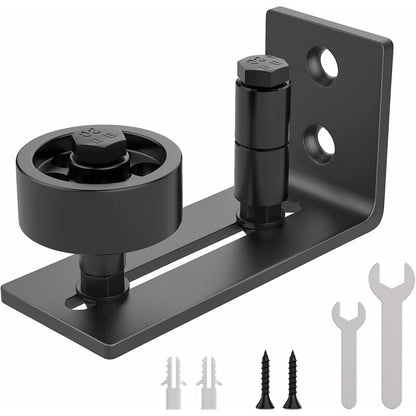Heavy Duty Sliding Barn Door Track, 8 In 1 Black Carbon Steel Stop, Flush Bottom Design, Floor And Door Panels,