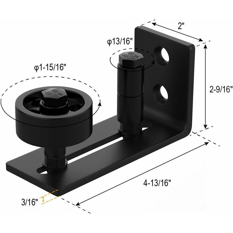 Heavy Duty Sliding Barn Door Track, 8 In 1 Black Carbon Steel Stop, Flush Bottom Design, Floor And Door Panels,