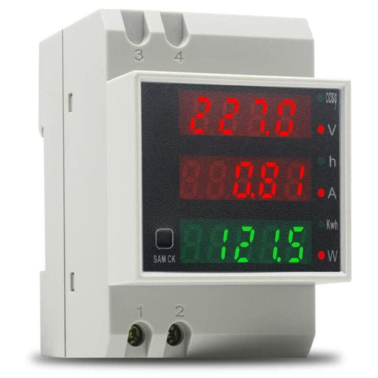 Din Rail Electricity Meter Single Phase Energy Meter Digital Voltmeter Ammeter Ac 80-300V 100A Wattmeter 1 Phase Power.