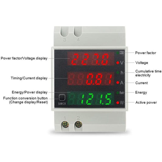 Din Rail Electricity Meter Single Phase Energy Meter Digital Voltmeter Ammeter Ac 80-300V 100A Wattmeter 1 Phase Power.