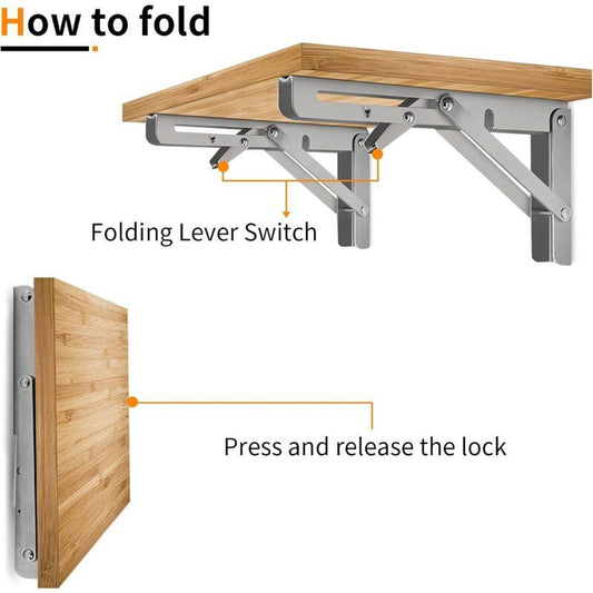 400Mm Folding Wall Shelf, 304 Stainless Steel Folding Bracket For Workbench, Folding Bracket Support, Wall Shelf.