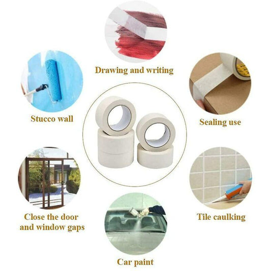 5 ROlls Masking Tape Adhesive Paint Masking Tape Multi-Purpose Strong Sticky Tape For Painting, Industry, Decorating,.