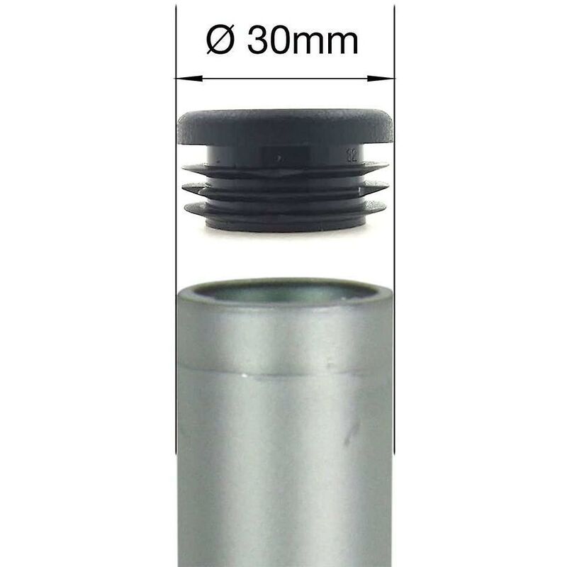 16 Pieces - ROund Ribbed End Caps For Tubular Furniture Legs, Tables & Chairs (30Mm) By [Energy Class A]