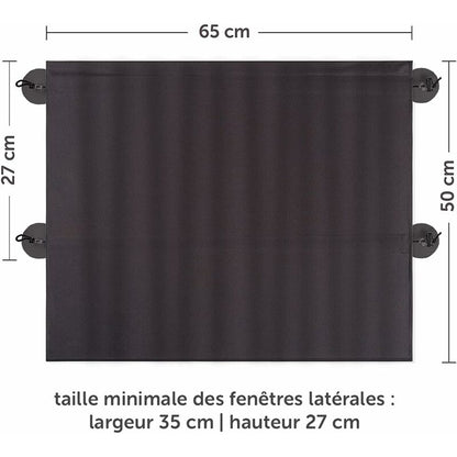 Baby Car Sun Shade 65 X 50 Cm - Car Curtain With Suction Cup - Uv Protection - Ideal For Large Side Windows - Grey (X 2