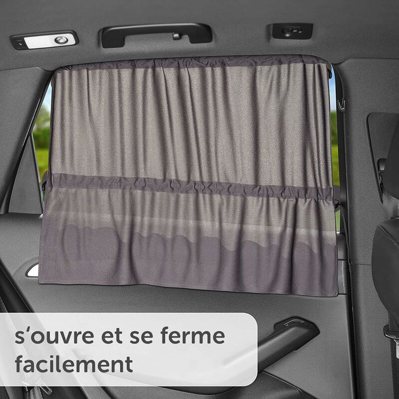 Baby Car Sun Shade 65 X 50 Cm - Car Curtain With Suction Cup - Uv Protection - Ideal For Large Side Windows - Grey (X 2