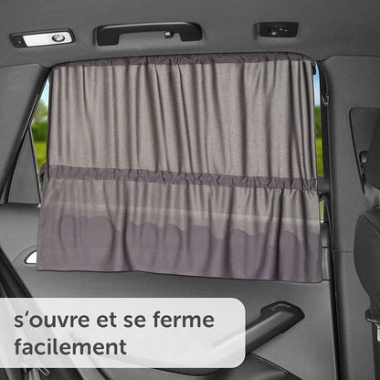 Baby Car Sun Shade 65 X 50 Cm - Car Curtain With Suction Cup - Uv Protection - Ideal For Large Side Windows - Grey (X 2