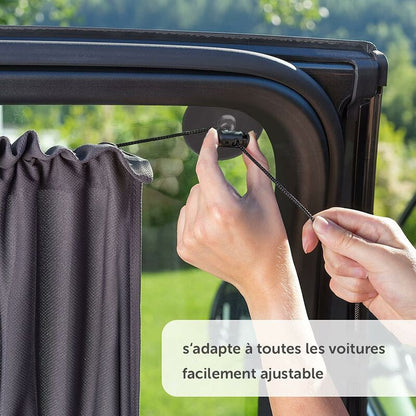 Baby Car Sun Shade 65 X 50 Cm - Car Curtain With Suction Cup - Uv Protection - Ideal For Large Side Windows - Grey (X 2