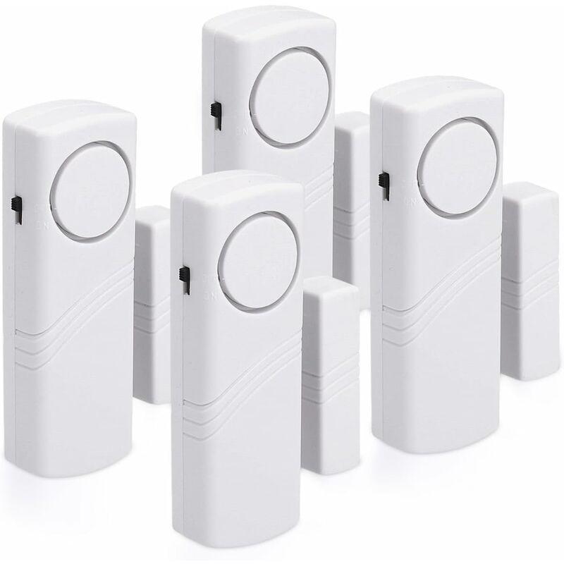 Door And Window Alarm - Pack Of 4 Wireless Intruder Alarms - Home Security Against Burglary - Magnetic Operation - 90 Db.
