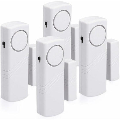 Door And Window Alarm - Pack Of 4 Wireless Intruder Alarms - Home Security Against Burglary - Magnetic Operation - 90 Db.