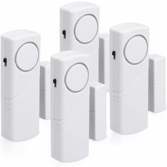 Door And Window Alarm - Pack Of 4 Wireless Intruder Alarms - Home Security Against Burglary - Magnetic Operation - 90 Db.