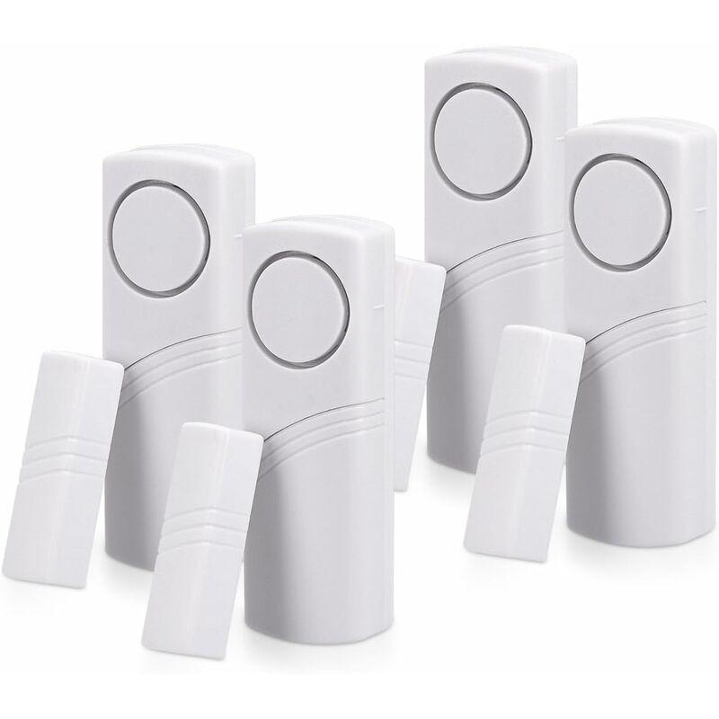 Door And Window Alarm - Pack Of 4 Wireless Intruder Alarms - Home Security Against Burglary - Magnetic Operation - 90 Db.
