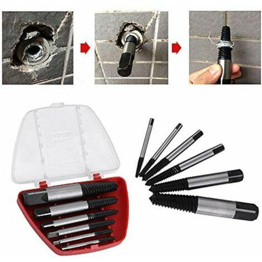 6 pcs Steel Broken Screw Extractors, Studs, DAmaged Broken Bolts 4Mm-22Mm.