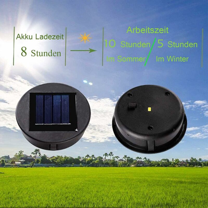 2 pcs Solar Lights Replacement LED Solar Panel Cover Replacement Outdoor Lighting Garden Decoration