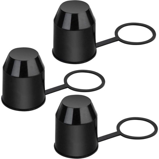 3 pcs Set Protective Caps For Trailer Hitch. Plastic - With Safety Ring - Weatherproof And Car Wash Resistant..