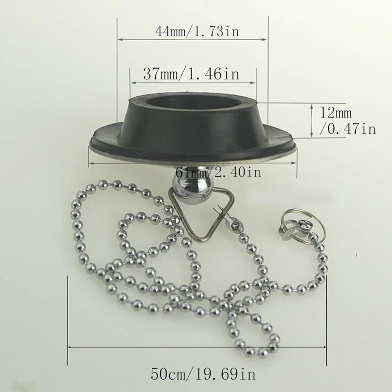 Sink Plug With Chain Rustproof Bathtub Stopper Drain Plug With Rubber Ring Bathtub Drain Cover Plug For Sink Bathtub