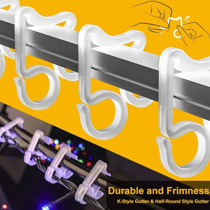 100 pcs Christmas Light Hooks, Outdoor ROof Gutter Hooks, Plastic Christmas Light Clips For Decorative Lights Gutter
