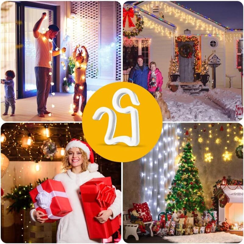 100 pcs Christmas Light Hooks, Outdoor ROof Gutter Hooks, Plastic Christmas Light Clips For Decorative Lights Gutter