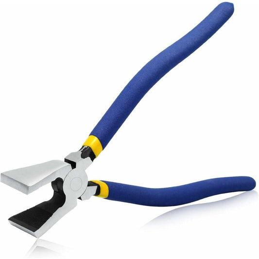 8" Flat Jaw Glass Pliers - Stained Glass Pliers - Durable Glass Breaking Tool - Heavy Duty Glass Pliers For Tile Work.