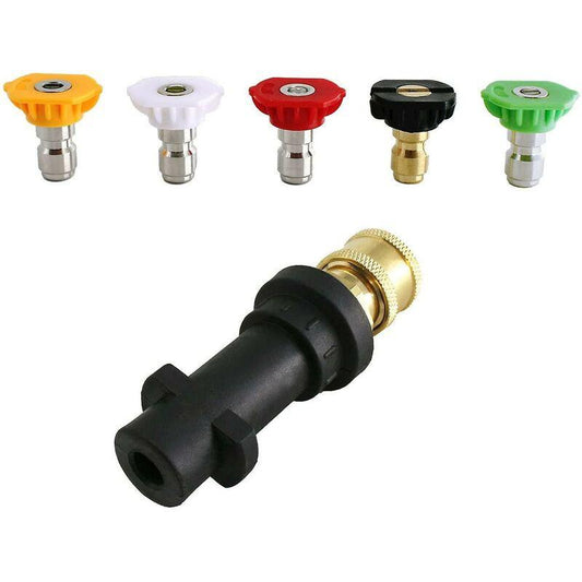 Pressure Washer Adapter, To 1/4" Quick Connect For Karcher K2-K7, With 5 Pressure Washer Nozzle Tips, Multi-Grade, 2.5.