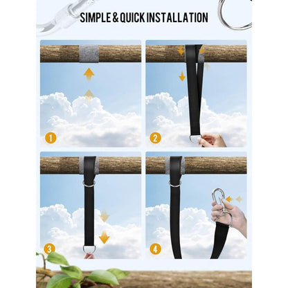Tree Swing Straps, 158Cm Extra Long Hammock Tree Straps With 2 Safety Locking Carabiner Hooks And D-Rings, Perfect For