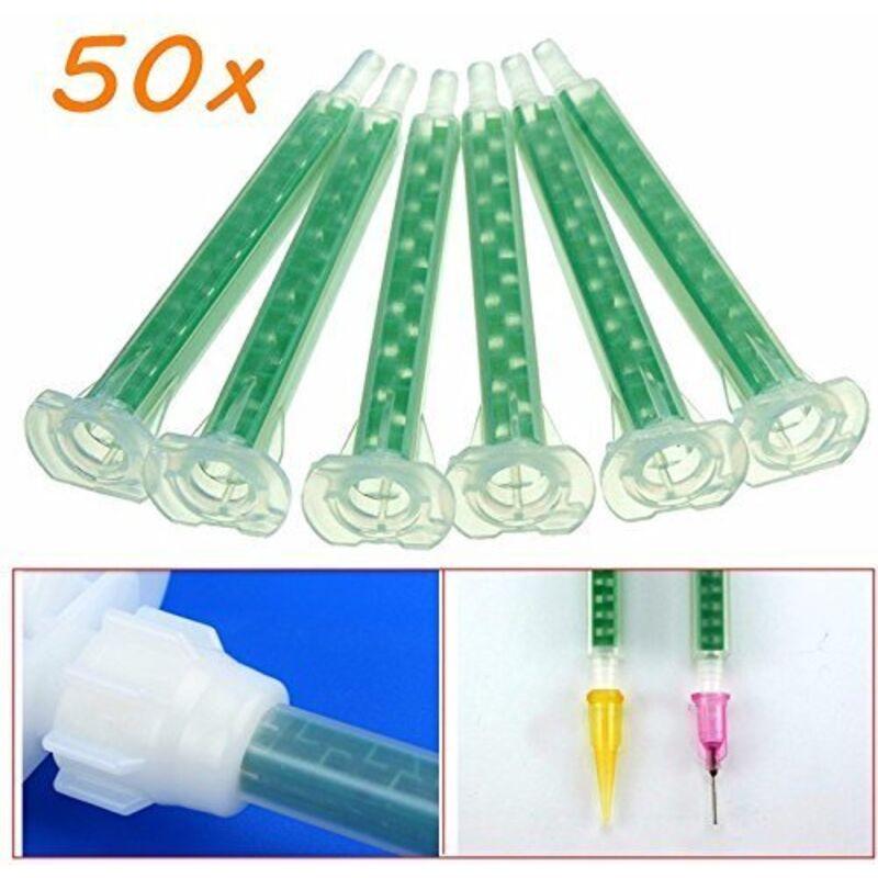 Werse 50 pcs F6-16 Green Ab Glue Mixing Tube Static Mouth Section 16 Nozzles.
