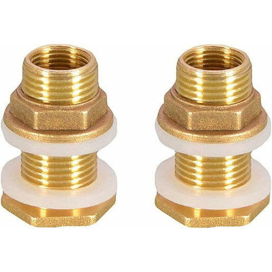 1/2 Brass Water Tank Water Pipe Connector 2 pcs 4.2Cm Brass Water Tank Socket 1/2 Inch Brass Water Connector For Rain.