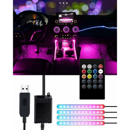 Car Interior LED Lights - Car Interior Lamp, 48 LED Car Strip Lights With Wireless Remote Control, Upgraded Waterproof.