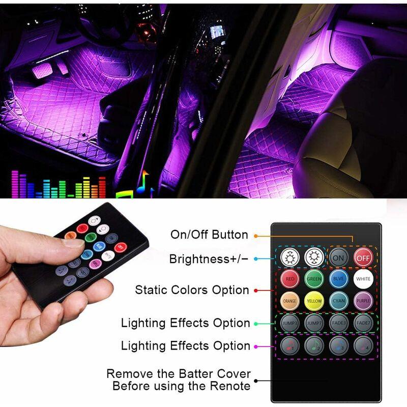 Car Interior LED Lights - Car Interior Lamp, 48 LED Car Strip Lights With Wireless Remote Control, Upgraded Waterproof.